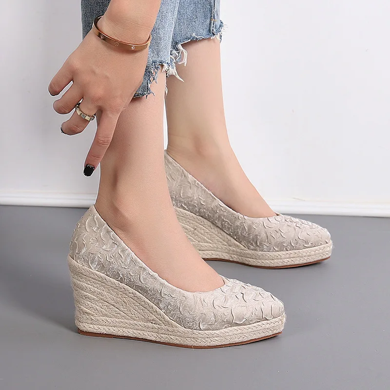 Wedge Espadrille Women - 8cm, 34-42 사이즈, 통기성이 좋고 편안한